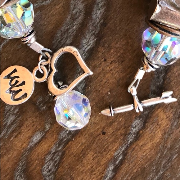 Bracelet w/Swarovski crystals, silver chunks & rings, and heart & arrow clasp - Picture 12 of 12